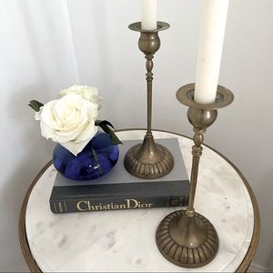 Vintage Pair Solid Brass Candleholders
